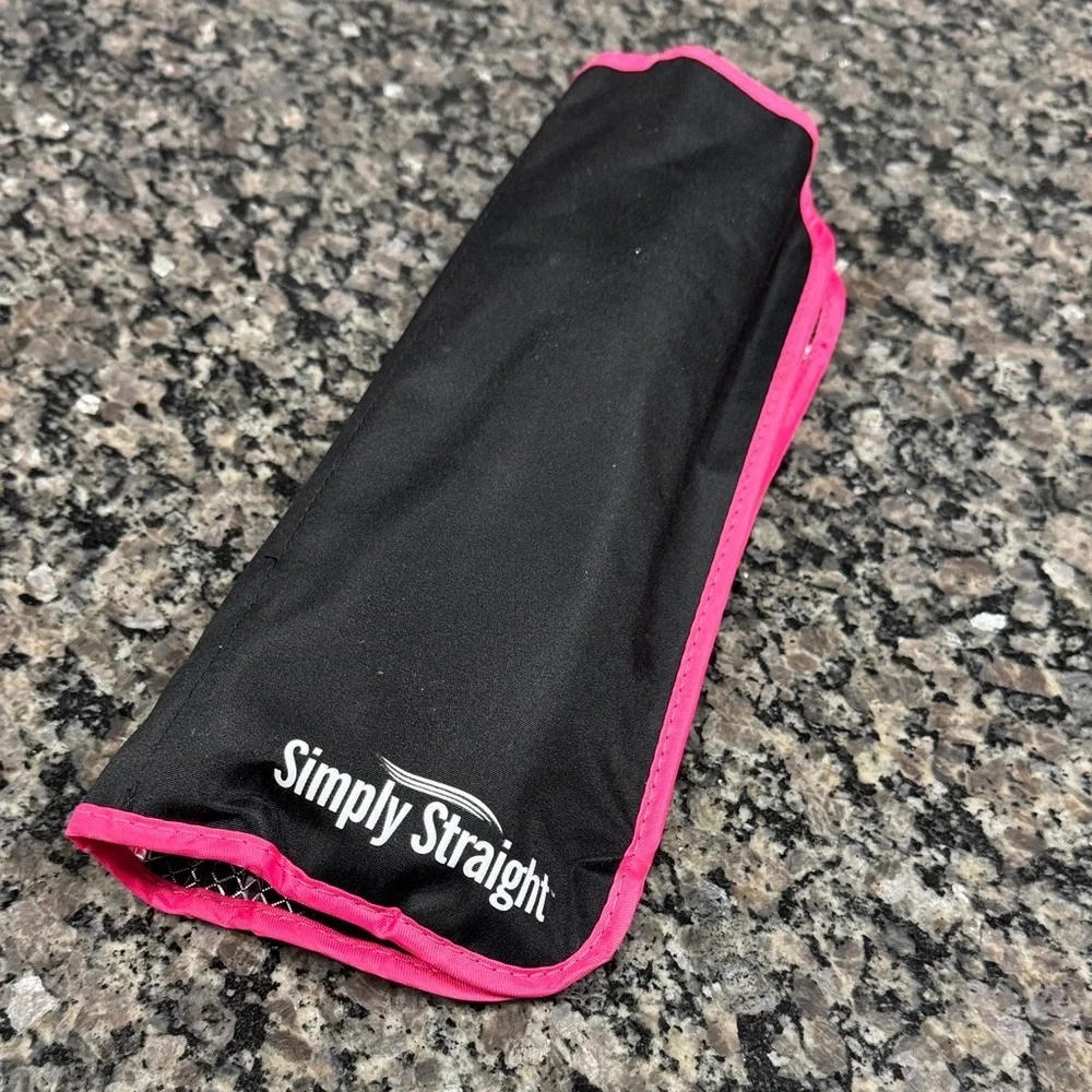 Simply Straight Black and Pink Hair Brush Straightener NWOT
